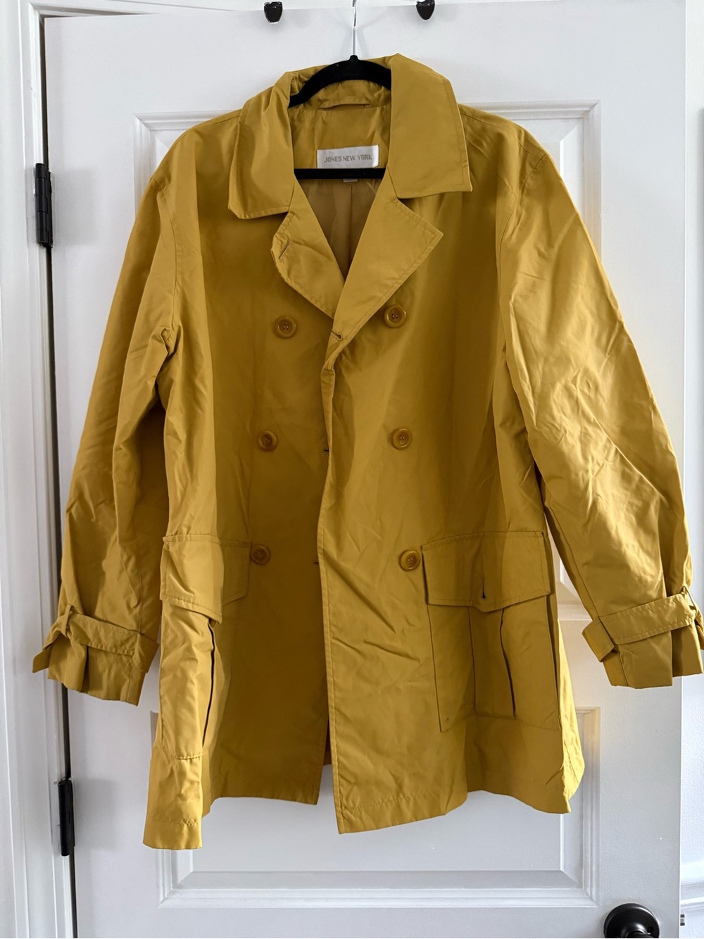 Jones New York Men's Double-Breasted Yellow Trench Coat